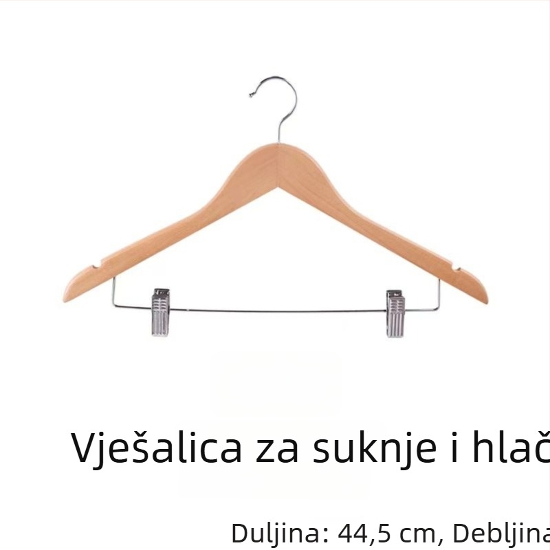 Držač za odjeću od lotosovog drveta — ručna izrada, bezšivni dizajn, debeli, protuklizni rameni, mogućnost prilagodbe