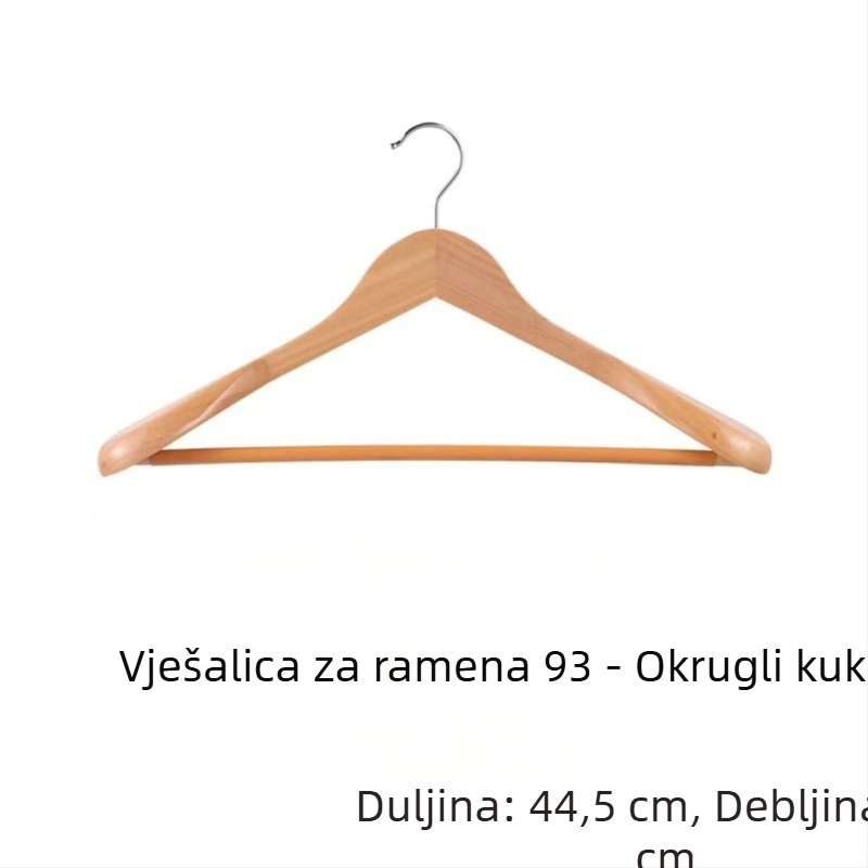 Držač za odjeću od lotosovog drveta — ručna izrada, bezšivni dizajn, debeli, protuklizni rameni, mogućnost prilagodbe