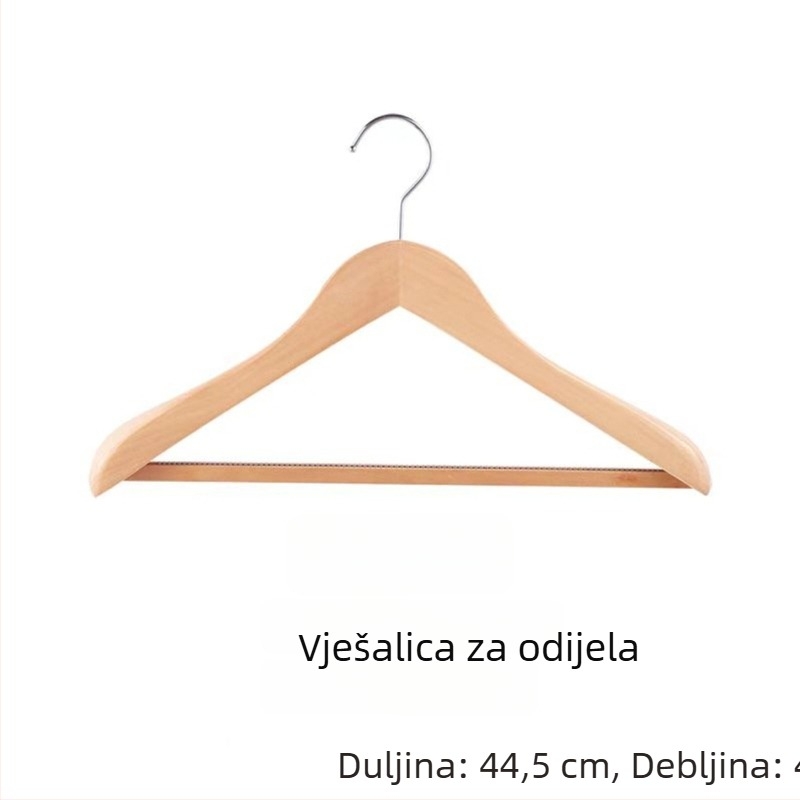 Držač za odjeću od lotosovog drveta — ručna izrada, bezšivni dizajn, debeli, protuklizni rameni, mogućnost prilagodbe