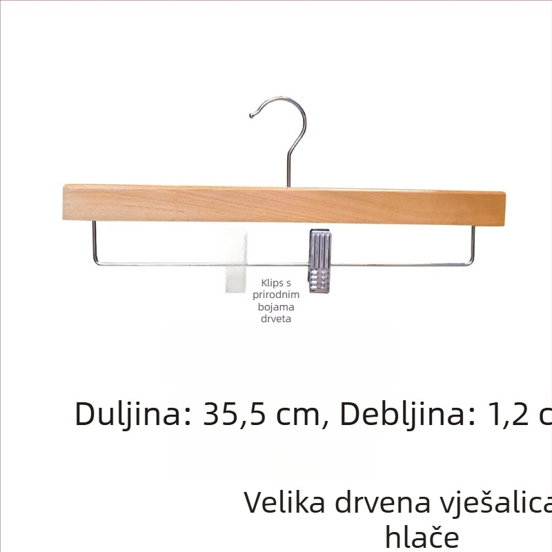 Držač za odjeću od lotosovog drveta — ručna izrada, bezšivni dizajn, debeli, protuklizni rameni, mogućnost prilagodbe
