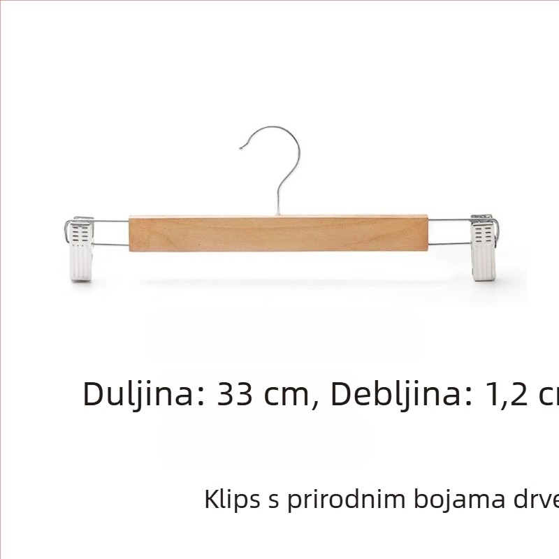 Držač za odjeću od lotosovog drveta — ručna izrada, bezšivni dizajn, debeli, protuklizni rameni, mogućnost prilagodbe