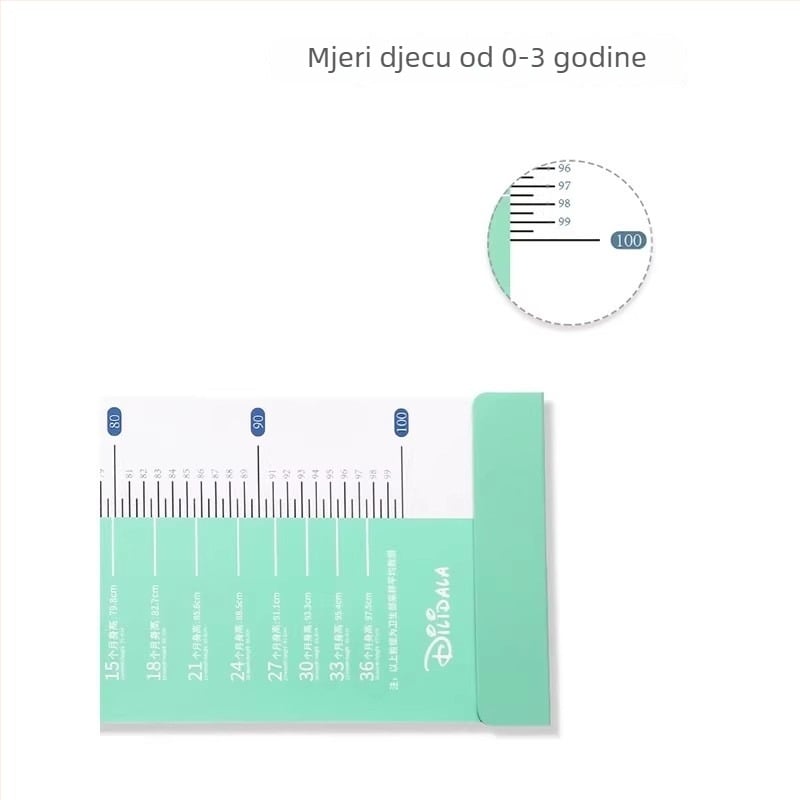 Dječja podloga za mjerenje visine i tjelesne mase s preciznom mjernom trakom – kućna upotreba; materijal: Drugo; pogodno za 1–3 godine