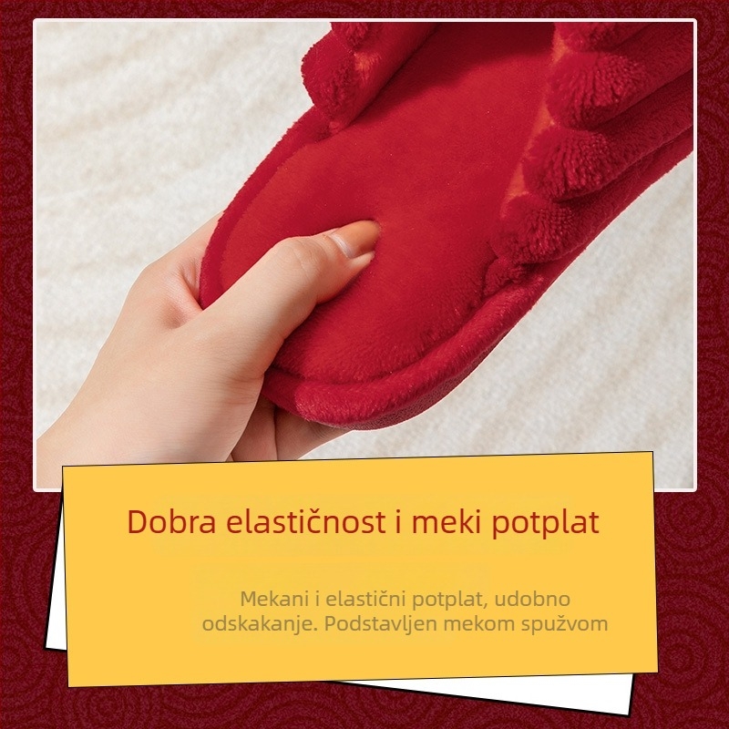 Nove crvene svadbene papuče za unutarnju upotrebu u jesen-zimu, pamuk podstava, svadbene papuče za mladenku