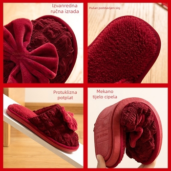 Zimske svadbene papuče od pamuka za parove – protuklizne, tople, otporne, gornji dio pamuka, potplat PVC (debljina potplata 1,5–3,5 cm)