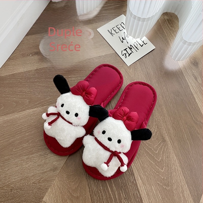 Unisex papuče za parove Cartoon Baotou, gornji dio od tkanine, potplat od goveđeg tetiva, šavska konstrukcija, debljina potplata ispod 1,5 cm, za sve sezone