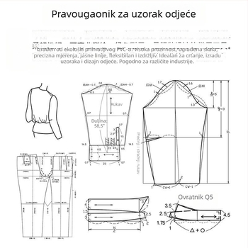 Višenamjenska ravnala za izradu uzoraka i krojenje odjevnih predmeta, savitljiva s ugrađenom skalom