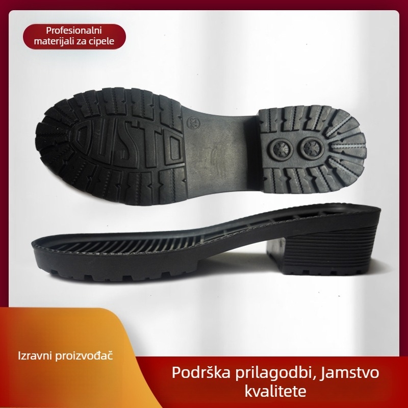Ženski potplat za cipele sa srednjim petom — gumeni potplat, model K76, protuklizni, stil: kožna podloga, pogodna za kožne, casual, tople i radne cipele