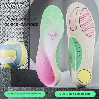 MACYO ortopedske uloške, model 3606, materijal PU/Poron/TPU, potpora luka, U-oblik čašica pete, cijele uloške, unisex odrasli
