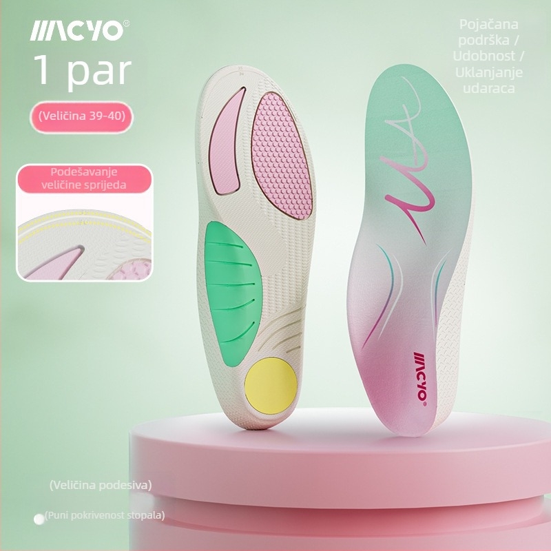 MACYO ortopedske uloške, model 3606, materijal PU/Poron/TPU, potpora luka, U-oblik čašica pete, cijele uloške, unisex odrasli