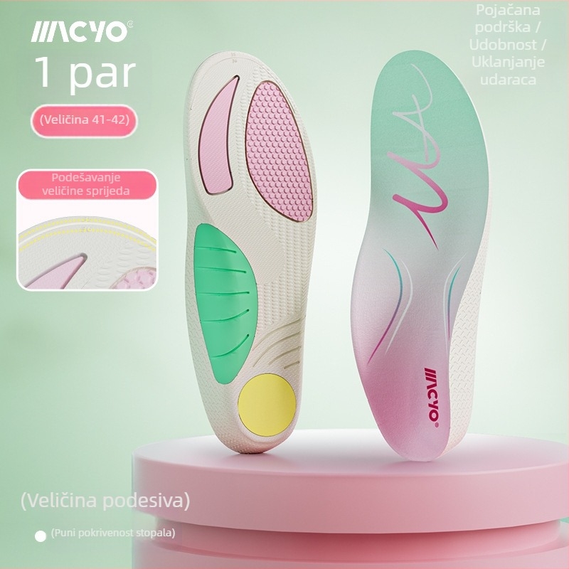 MACYO ortopedske uloške, model 3606, materijal PU/Poron/TPU, potpora luka, U-oblik čašica pete, cijele uloške, unisex odrasli