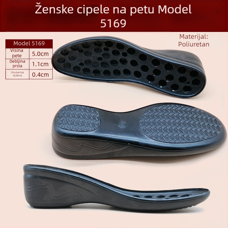 Zamjenska potplata za kožne cipele — poliuretan, deblja, otporna na habanje, pogodna za cipele sa srednjim petom