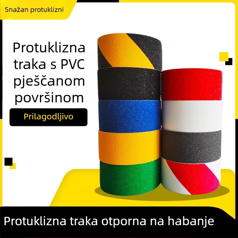 Mat protivklizna traka za stepenice i pločice, vodootporna, otporna na habanje, snažno ljepilo, tekstura brusnog papira