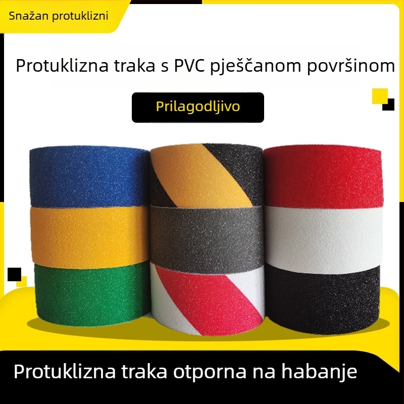Mat protivklizna traka za stepenice i pločice, vodootporna, otporna na habanje, snažno ljepilo, tekstura brusnog papira