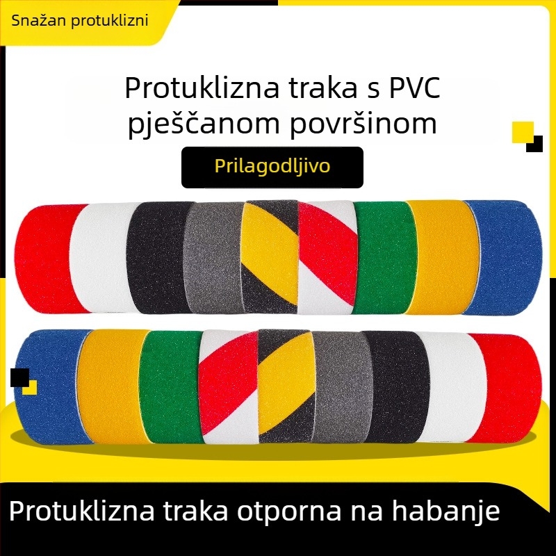 Mat protivklizna traka za stepenice i pločice, vodootporna, otporna na habanje, snažno ljepilo, tekstura brusnog papira