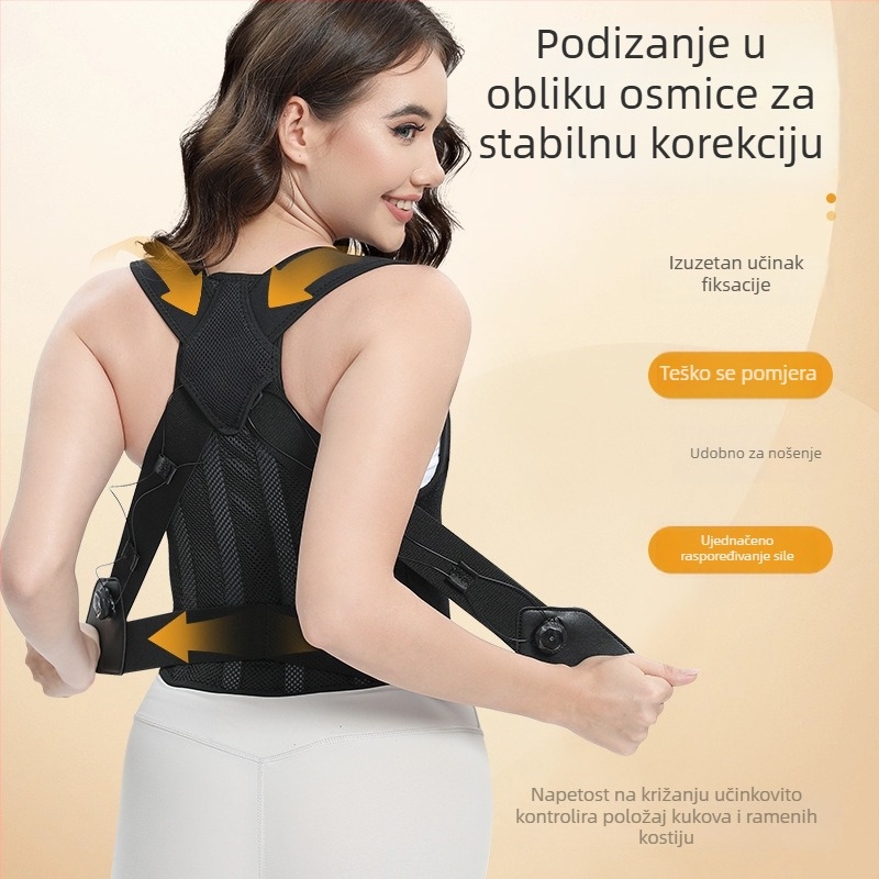 Pojas za ispravljanje držanja – unisex, s podešavajućim gumbom, podrška leđa i ramena, korektor držanja