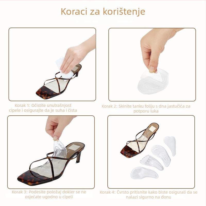 A14 Gel – prozirne mekani jastučići luka – prednja podloga za stopalo, anti-trenje uložak, pogodno za tenisice, kožne cipele i radne cipele, prilagodljivo