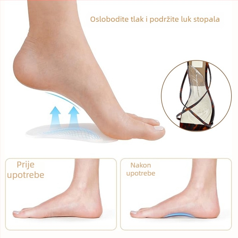 A14 Gel – prozirne mekani jastučići luka – prednja podloga za stopalo, anti-trenje uložak, pogodno za tenisice, kožne cipele i radne cipele, prilagodljivo