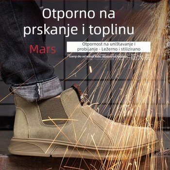 Sigurne radne cipele za zavarivanje s čeličnim prstom, otporne na udarce i proboje, velur teleća koža, poludugog kroja