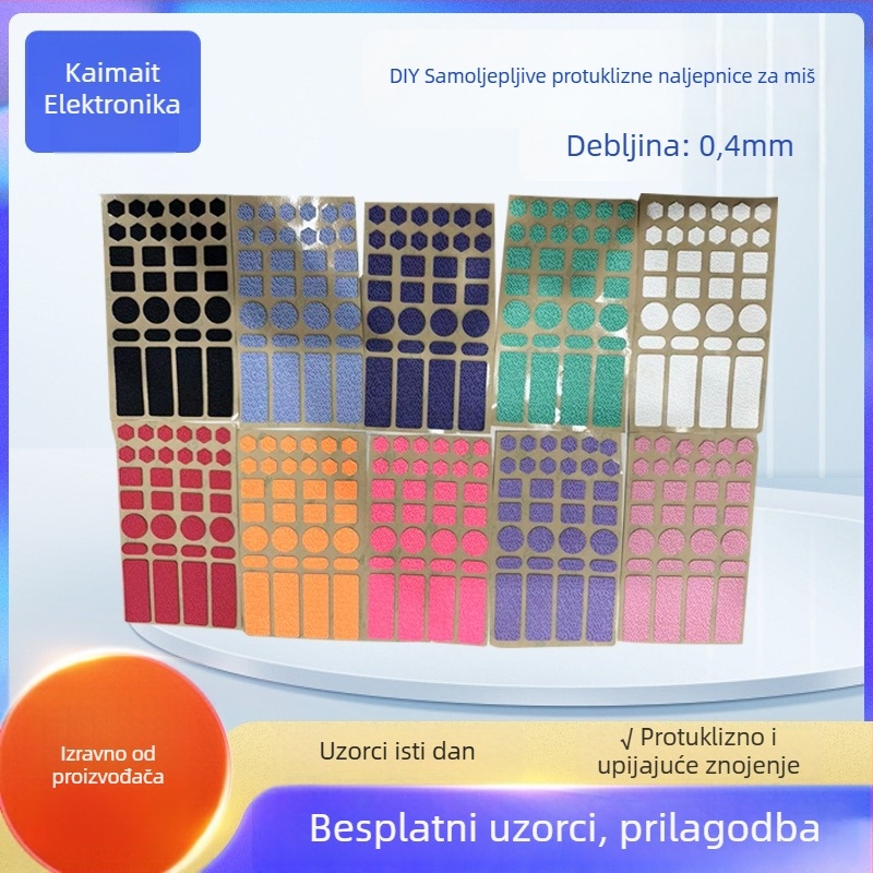 Fishbone DIY protivklizne naljepnice za miša, 0,4 mm debljina, Logitech kompatibilno, upijaju znoj i imaju protivkliznu površinu, injekcijsko oblikovanje, OEM obrada