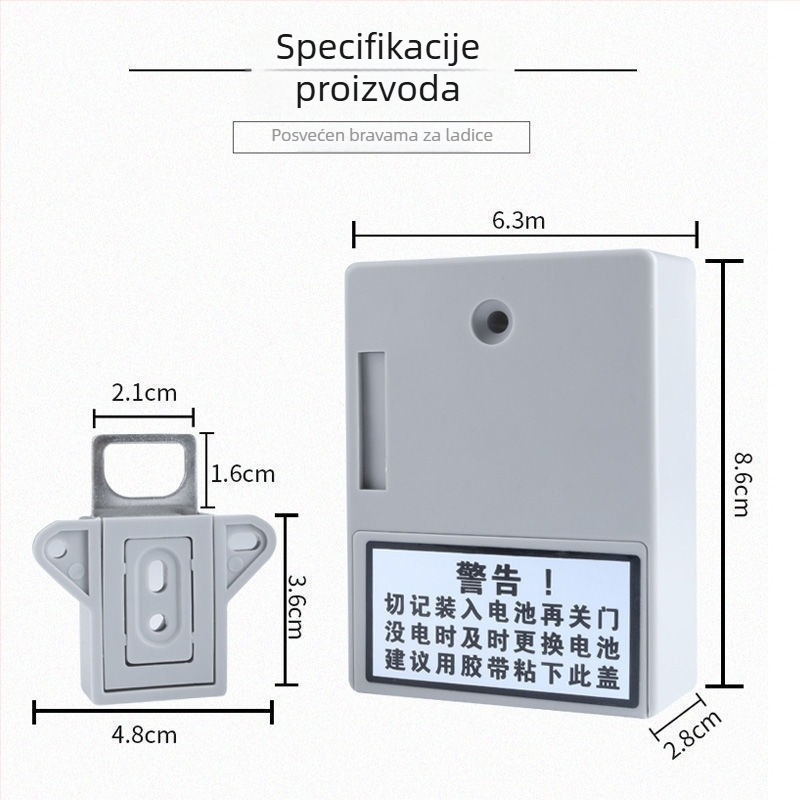 Brava za ladicu i ormar, bez bušenja, samostalna instalacija, nevidljiva pametna brava s pristupom karticom, Zn legura, model 1, stil Novi kineski