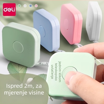 Deli mini mjerni metar – plastični, prijenosni za struk i visinu, modeli 79650, 79651, 8214, 79652, raspon mjerenja do 150 cm