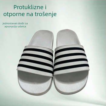 Muške i ženske papuče za kupaonicu s prugama, PVC gornji dio, PVC unutarnja, PVC potplat, potplat od viskoze, prozračne i protuklizne