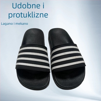 Muške i ženske papuče za kupaonicu s prugama, PVC gornji dio, PVC unutarnja, PVC potplat, potplat od viskoze, prozračne i protuklizne