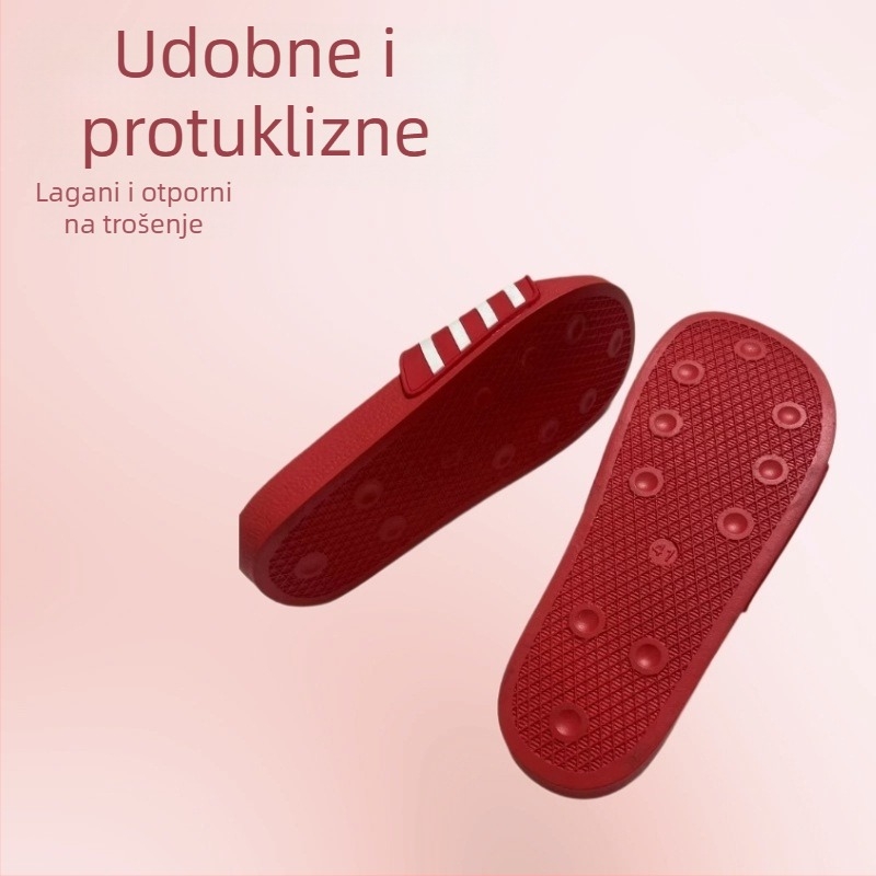 Muške i ženske papuče za kupaonicu s prugama, PVC gornji dio, PVC unutarnja, PVC potplat, potplat od viskoze, prozračne i protuklizne
