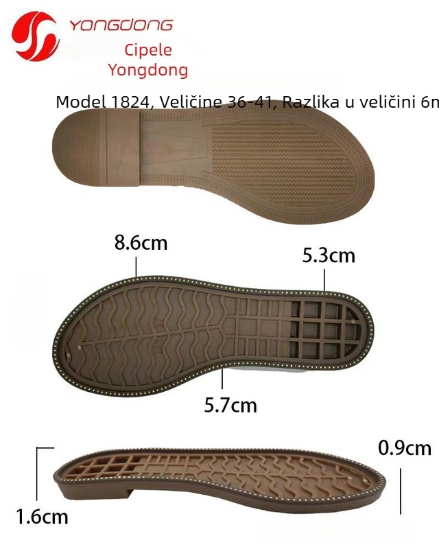 TPR potplat za sandale, udobne cipele i papuče, model 1824, protuklizno i otporno na habanje, tanak ravni dno