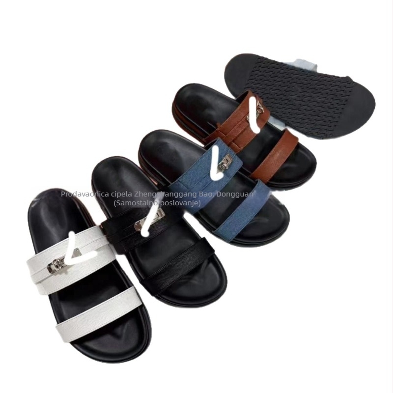 Ženske platforme sandale s hardverskim ukrasima, slip-on, gornji dio od sintetičke kože, gumeni đon, prozračan i udoban