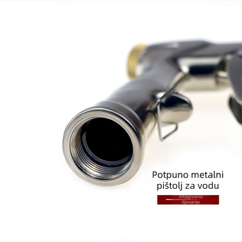 Visokotlačna pištolj za pranje automobila s glavom raspršivanja od čiste bakra i ručkom od cinkovog legura; tlak 10-15 MPa, domet raspršivanja 10 m, masa 0,375 kg