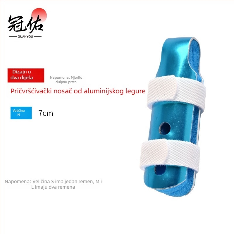 Šina za prst od aluminijske legure s perforiranim ventilacijama i pjenastom podlogom za fiksaciju zgloba prsta