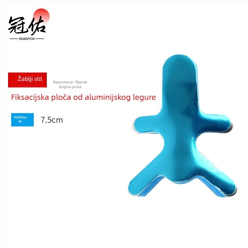 Šina za prst od aluminijske legure s perforiranim ventilacijama i pjenastom podlogom za fiksaciju zgloba prsta