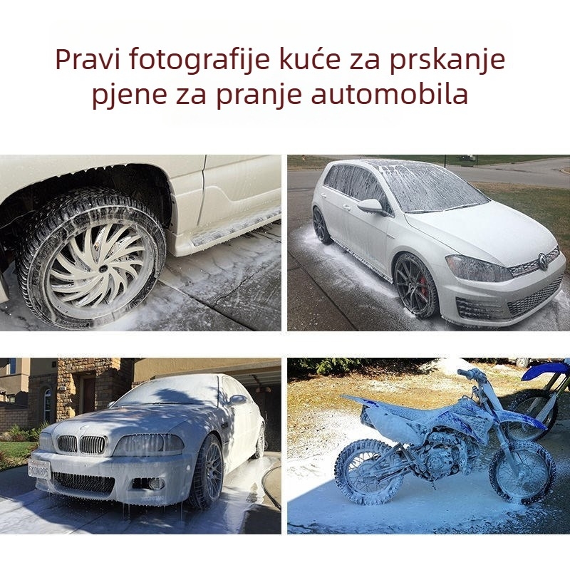 Kućni prijenosni visokotlačni raspršivač pjene s nehrđajućom glavom, plastičnim držačem, domet raspršivanja do 10 m, tlak 100 kg, neto težina 0.2 kg