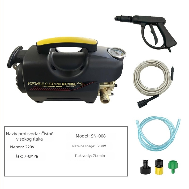 Visokotlačni stroj za pranje automobila SN-008, 220/110 V, 800 W, serijski motor, maksimalni tlak 8 MPa
