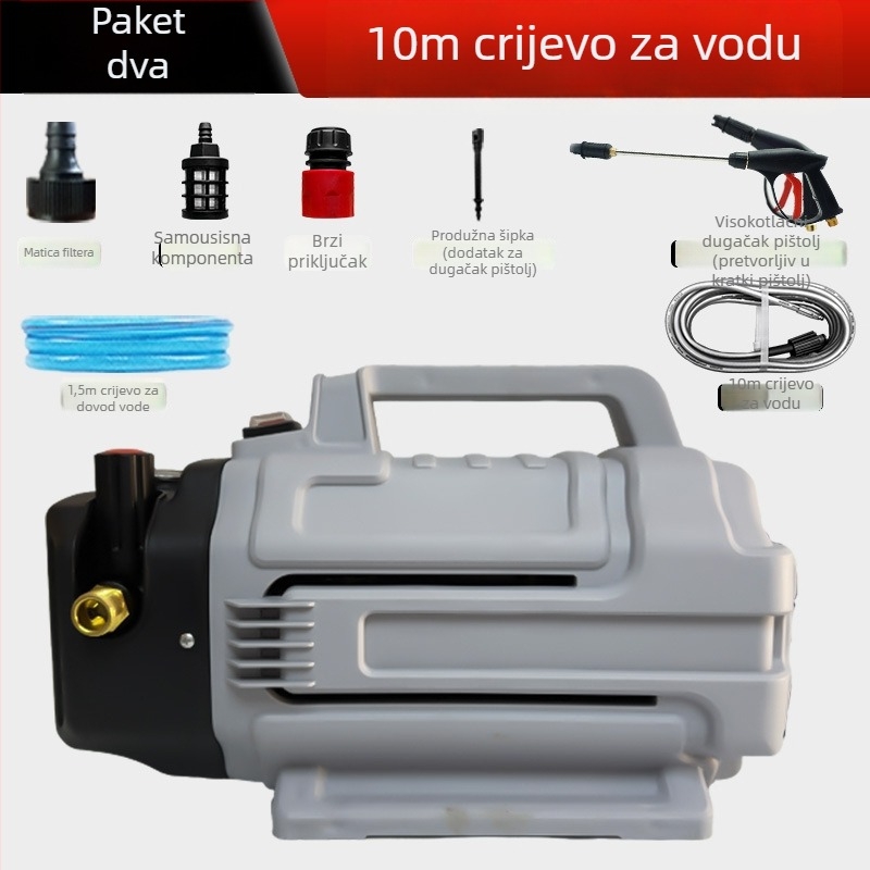T01 kućni stroj za pranje automobila s bakrenim motorom – visokotlačno pranje, 100 bar, 220V, 1800W (3200W vršne), maksimalni protok 12 L/min