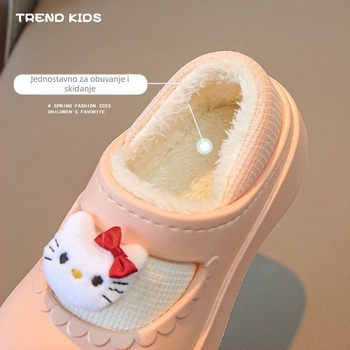 Dječje papuče od pamuka za djevojčice s mačjim uzorkom, protuklizna EVA potplata, topla unutrašnjost, za unutarnju upotrebu, za uzrast 1–3 godine