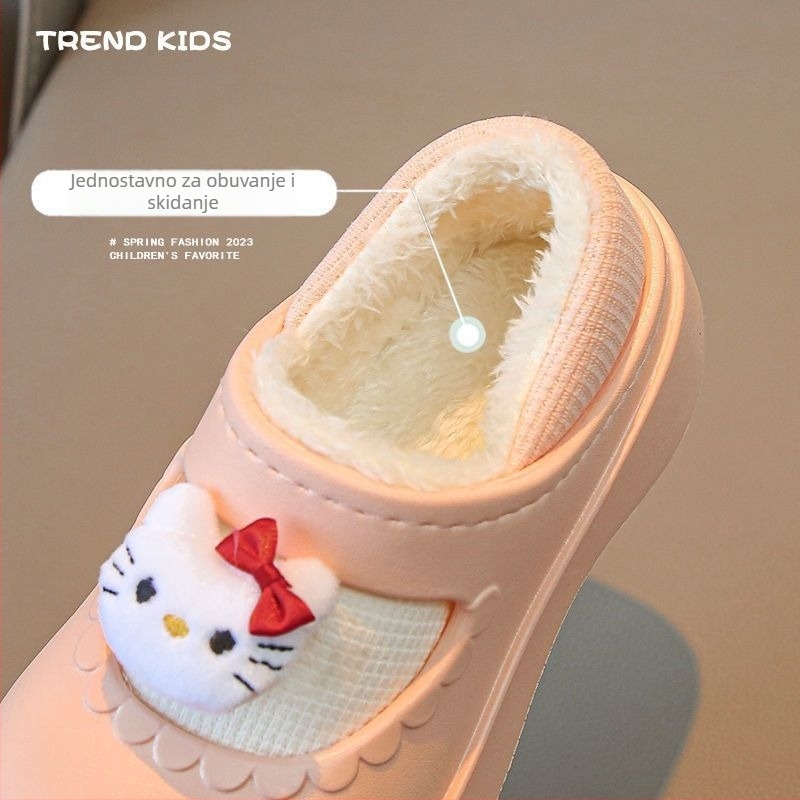Dječje papuče od pamuka za djevojčice s mačjim uzorkom, protuklizna EVA potplata, topla unutrašnjost, za unutarnju upotrebu, za uzrast 1–3 godine