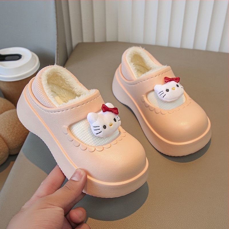 Dječje papuče od pamuka za djevojčice s mačjim uzorkom, protuklizna EVA potplata, topla unutrašnjost, za unutarnju upotrebu, za uzrast 1–3 godine