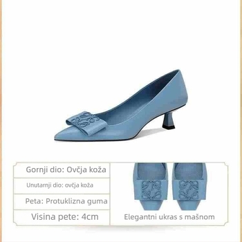L612-2 Cipele s visokim petom, okrugli vrh, tanak potpetica, visina potpetice 3–6 cm, gornji materijal Super Fiber, đon od gume