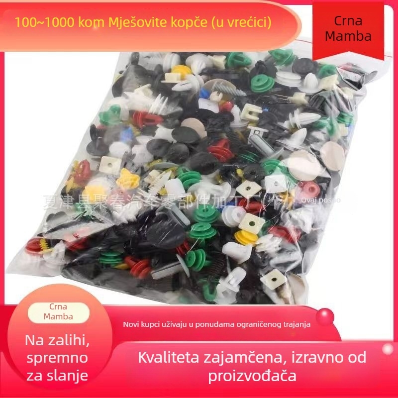 Mešani set kopči i vijaka za automobil: proširni vijci i kopče za unutarnje obloge blatnika, strop, instrument ploču i branik
