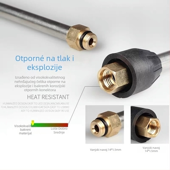 Prijenosni visokotlačni pištolj za pranje automobila s produženom šipkom – 4000 PSI, mesing/nehrđajući čelik, neto težina 164 g