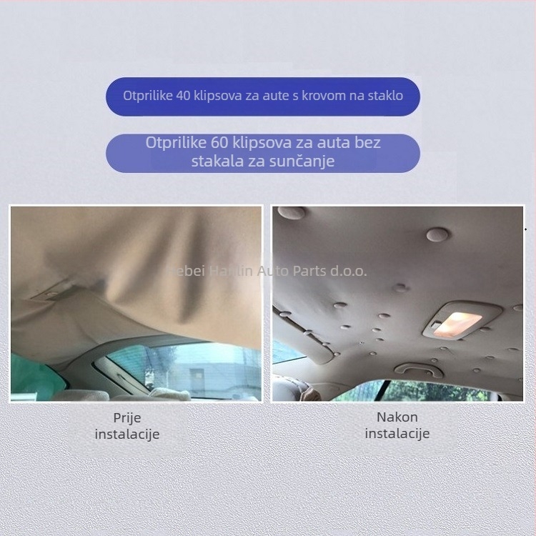 Set kopči za strop automobila – 60 kopči za strop, 60 čepića za pričvršćivanje, odvijač, mjerač; kompatibilan s 90% GM modela