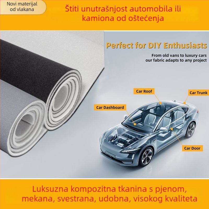Unutarnja tkanina za krov automobila od velura – prilagodljiva, s stražnjim ljepilom, jednobojni uzorak, marka Xianrui