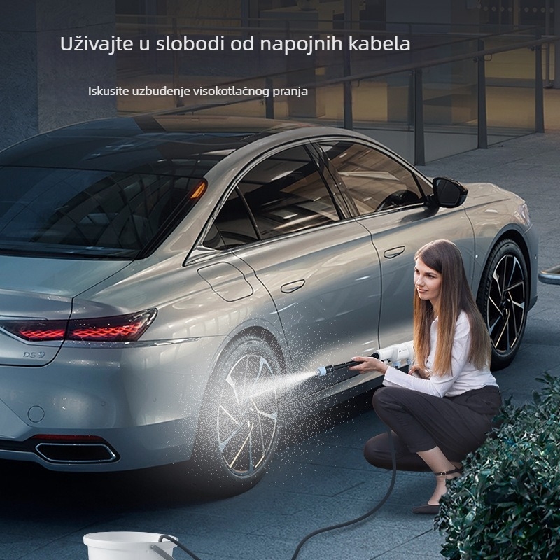 Bežični stroj za pranje automobila s litijskom baterijom, 16V, 100W, 5 m crijevo, maksimalni tlak 1 MPa, protok 2,9 L