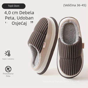 Papuče s umjetnim plišanim gornjim dijelom, EVA đon, prugasti uzorak, debljina đona 0–3 cm, ravna đon
