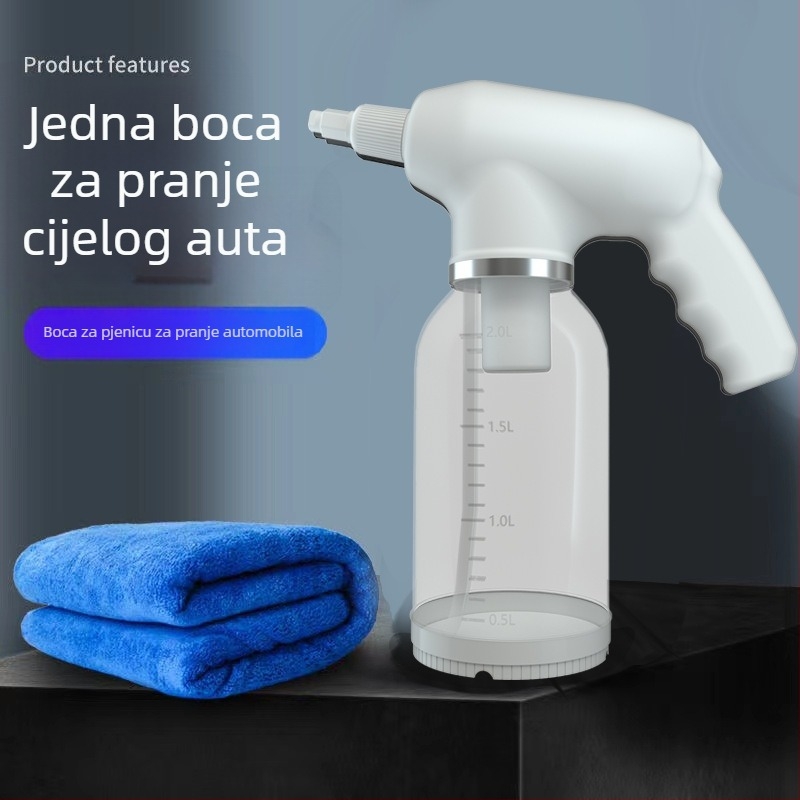 Električni pištolj za pjenu za pranje automobila, prijenosno bežično uređaj za pjenu, 12V, 18W, kapacitet 2000 ml, težina 600 g, 1200 rpm