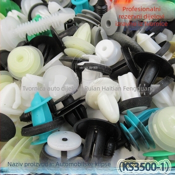 Plastični auto-klips KS3500-1 miješani paket za branik, ploču vrata i unutarnju oblogu blatnika (Model KS3500-1, Materijal: Plastika)