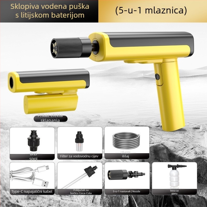 Bežično bežični visokotlačni pištolj za pranje automobila, sklopivi dizajn, model NJ-HE, šifra 1803, ABS kućište, neto težina 1,3 kg, protok 17A