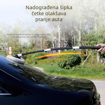 Četka za pranje automobila s zakrivljenom drškom i mekanim vlaknima koja ne oštećuju boju, teleskopska drška, materijal snow nylon